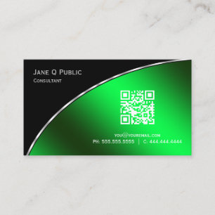 Carte De Visite Moderne brillant vert QR Élégant professionnel