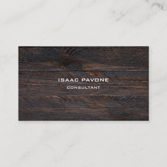 Carte De Visite Moderne Brown en bois foncé Texture professionnell (Devant)