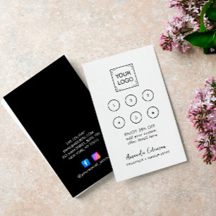 Carte De Visite Moderne Business Reward 6 Punch Logo blanc noir