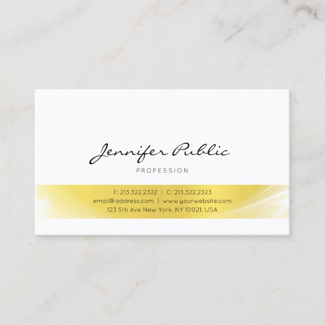 Carte De Visite Moderne Calligraphie Or Luxe tendance Clean Plain (Devant)