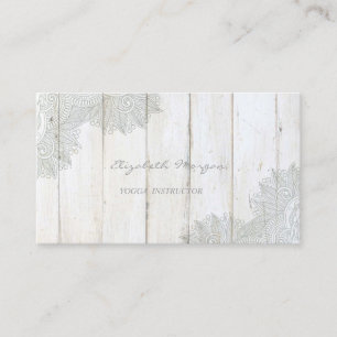 Carte De Visite Moderne Charme, Dentelle, Texture Bois