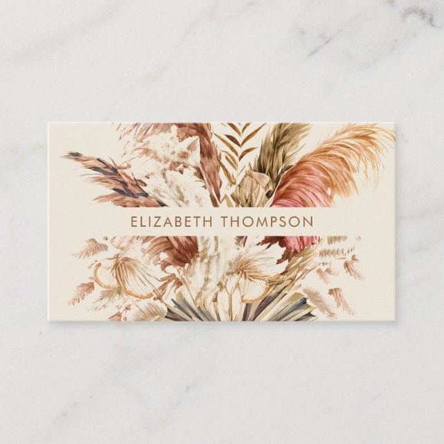 Carte De Visite Moderne Chic Aquarelle Floral Boho (Devant)