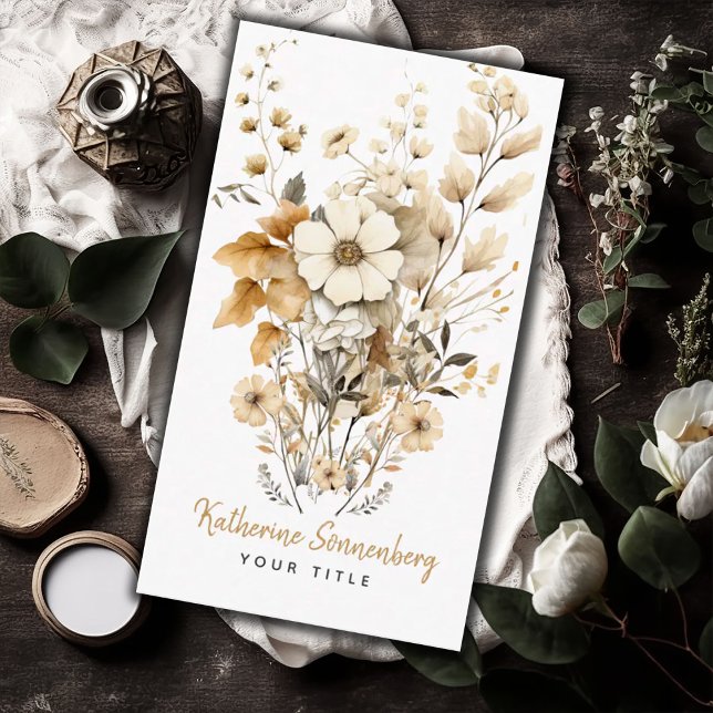 Carte De Visite Moderne Chic Bohème Aquarelle Bohème Florales (Créateur téléchargé)