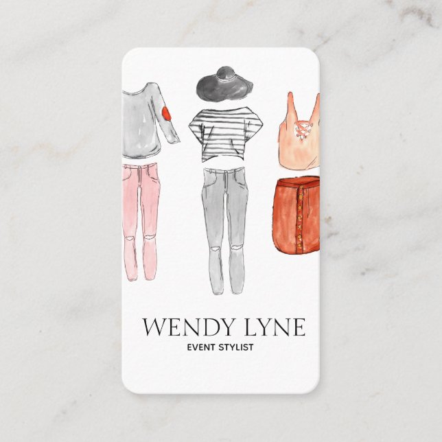 Carte de visite moderne chic de vêtements de mode (Devant)