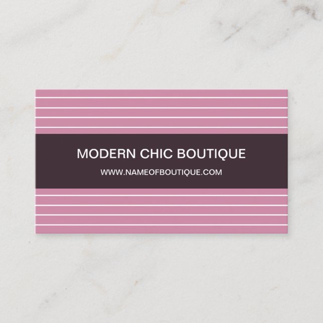 Carte De Visite Moderne Chic Mince Pink Stripes Mode Boutique (Devant)