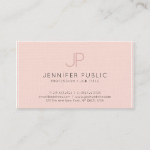Carte De Visite Moderne Chic Monogramme Rose Clair Luxe tendance