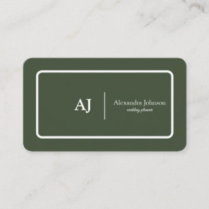 Carte De Visite Moderne chic Monogramme vert élégant tendance