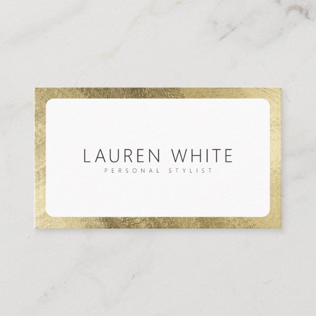 Carte De Visite Moderne chic or blanc arrondi minimaliste (Devant)