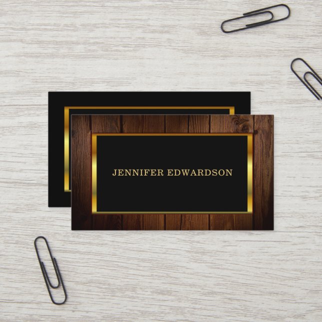 Carte De Visite Moderne chic or noir motif professionnel (Devant/Arrière en situation)