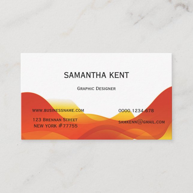 Carte De Visite Moderne chic orange et blanc (Devant)