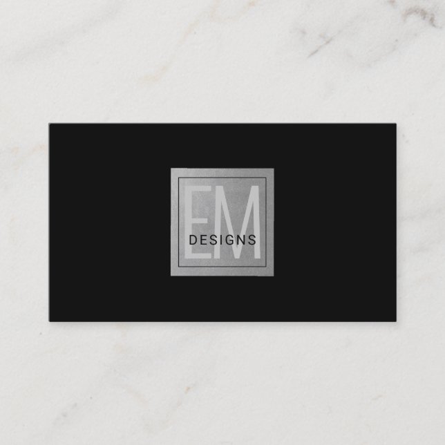Carte De Visite Moderne chic professionnel noir et argent (Devant)