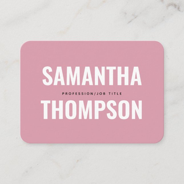Carte De Visite Moderne Chic Rose & Blanc Professionnel (Devant)