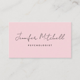 Carte De Visite Moderne Chic rose doux main écrite Code QR minimal
