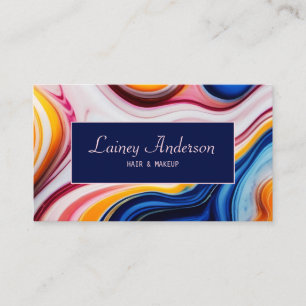 Carte De Visite Moderne chic Tendance jaune rose bleu faux marbre