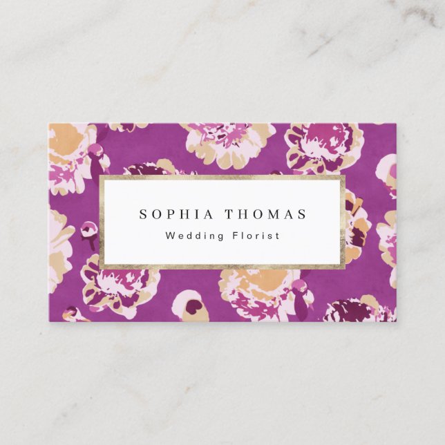 Carte De Visite Moderne classique lilas abstrait floral profession (Devant)