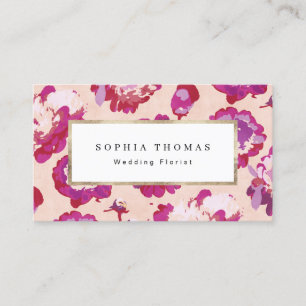 Carte De Visite Moderne classique rouge abstrait floral profession