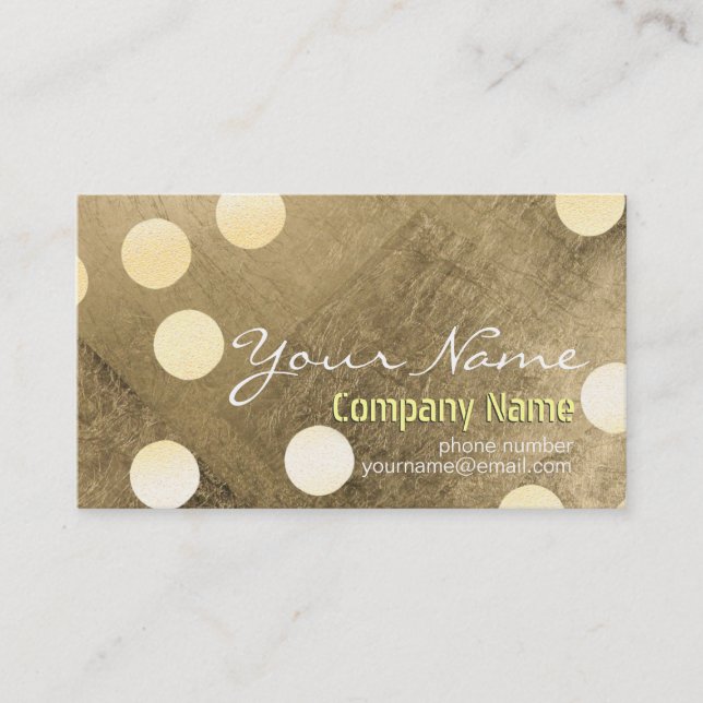 Carte De Visite Moderne Confetti Gold Polka Dot Or feuille Texture (Devant)