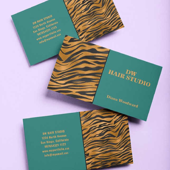 Carte de visite moderne couleur verte fille (Créateur téléchargé)