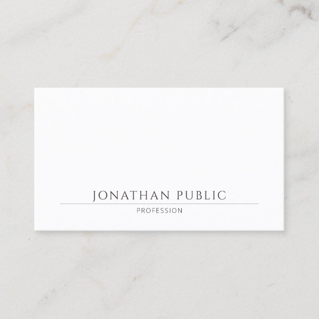 Carte De Visite Moderne Créatif Élégant Simple Modèle Chic Blanc (Devant)