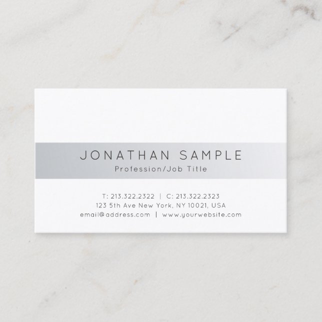 Carte De Visite Moderne Créatif Professionnel Simple Silver Plain (Devant)