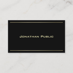Carte De Visite Moderne créative Black Gold look élégant Plain