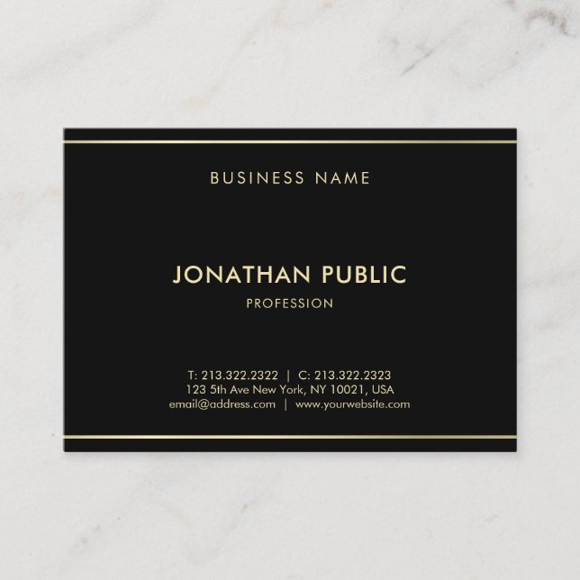 Carte De Visite Moderne Creative Black Gold Modèle Luxury Classy (Devant)