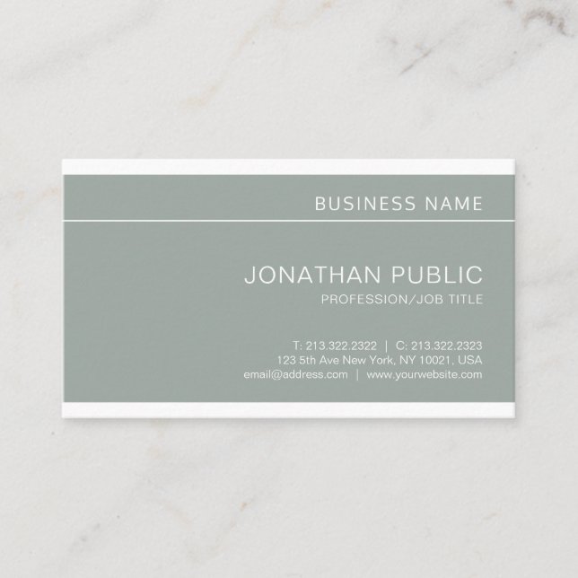 Carte De Visite Moderne Creative Green Sleek Professional Plain (Devant)