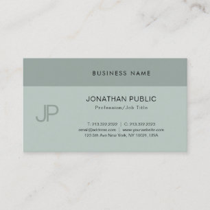 Carte De Visite Moderne Creative Monogramme Professionnel Bleu Ver