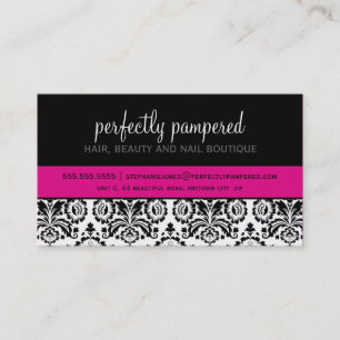 CARTE DE VISITE moderne damask noir fuschia rose