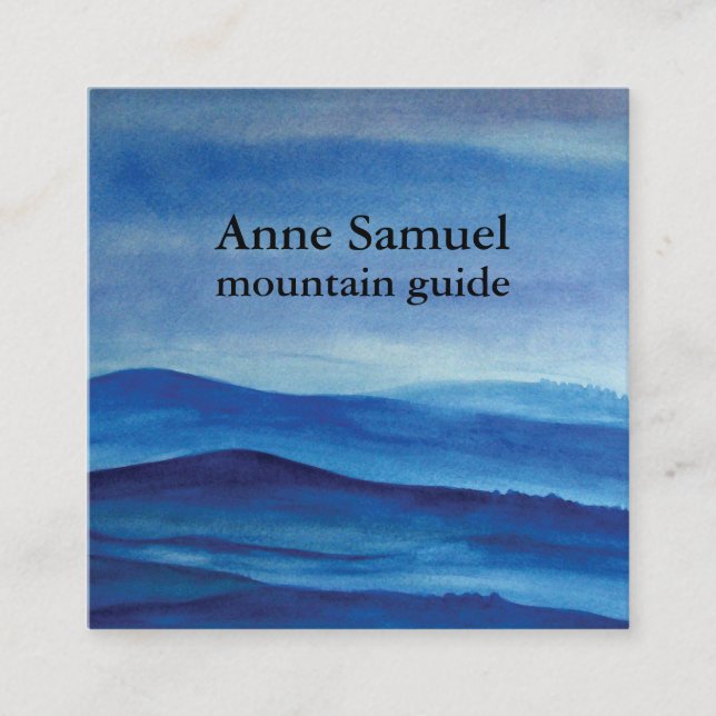 Carte de visite moderne d'aquarelle bleue de (Devant)