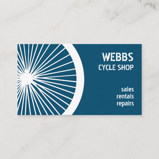 Carte De Visite Moderne Dark Blue Cycle Shop Réparations Locations (Devant)
