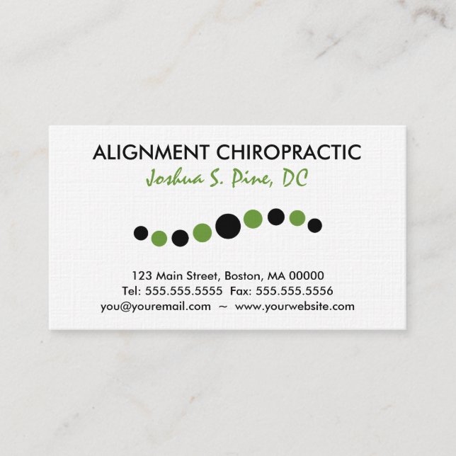 Carte de visite moderne de chiropractie de points (Devant)