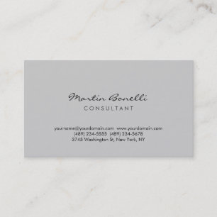 Carte de visite moderne de consultant en gris simp