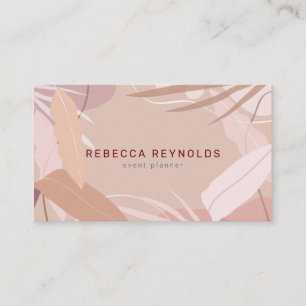 Carte De Visite Moderne de Feuilles tropicaux roses