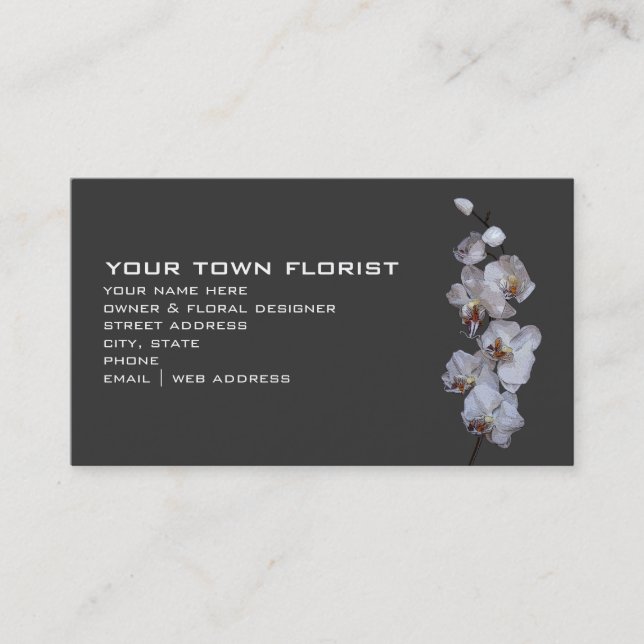 Carte de visite moderne de fleuriste - orchidées (Devant)