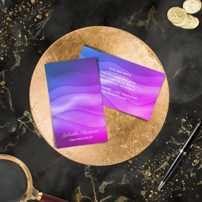 Carte De Visite Moderne Dégradé Violet Magenta Vagues Abstraites (Créateur téléchargé)