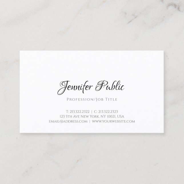 Carte De Visite Moderne Design Modèle Professionnel Élégant Simple (Devant)