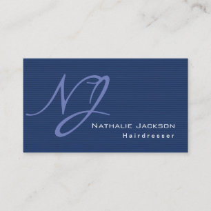 Carte De Visite Moderne Design Monogramme Blue Texture Coiffeur