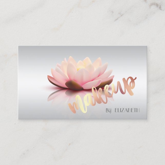 Carte De Visite Moderne Design Professionnel, Maquillage, Lotus (Devant)