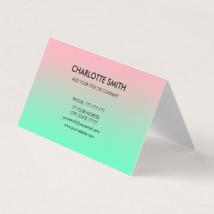 Carte De Visite Moderne Design Rose & Vert Gradient Personnalisabl