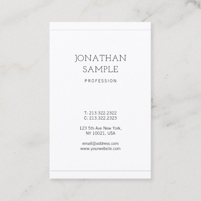 Carte De Visite Moderne Design simple Élégant Plain Professional (Devant)