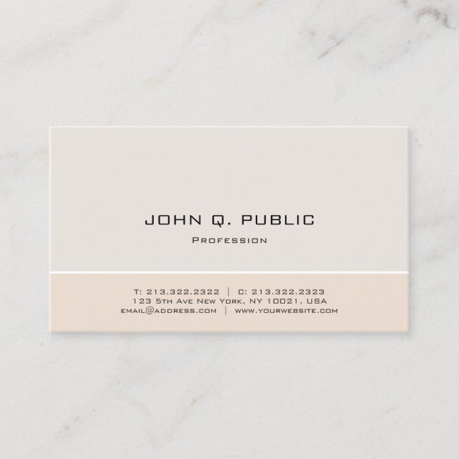 Carte De Visite Moderne Design simple Harmonie Couleurs Profession (Devant)
