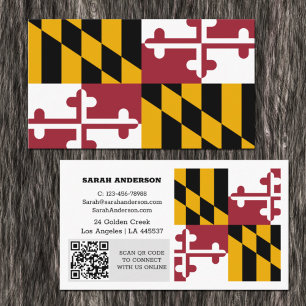 Carte de visite moderne du Maryland, drapeau du Ma