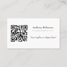 Carte De Visite Moderne Elegant Basic Tagline et code QR