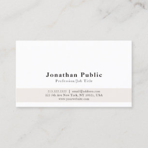 Carte De Visite Moderne Elégant Beige Blanc Simple Plat