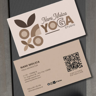 Carte De Visite Moderne Elegant Beige Brown Aesthétique Yoga Studi
