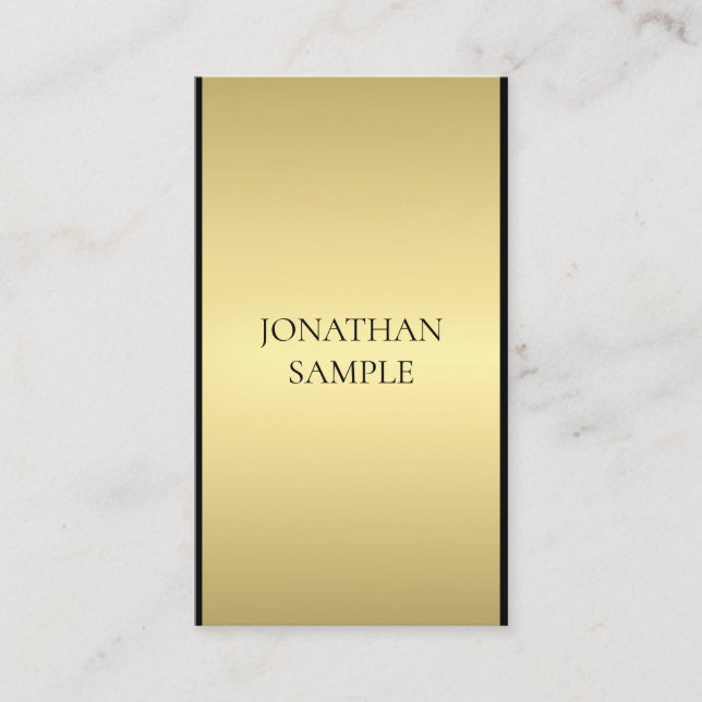 Carte De Visite Moderne Elegant Black Gold Professionnel (Devant)