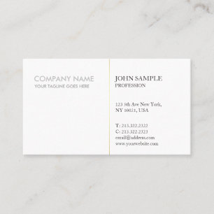 Carte De Visite Moderne Elegant Blanc Or Simple Entreprise Simple