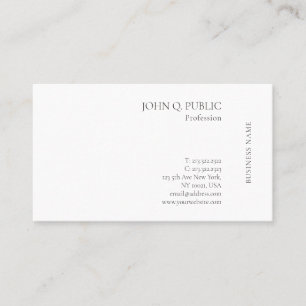 Carte De Visite Moderne Elégant Blanc Professionnel Design simple