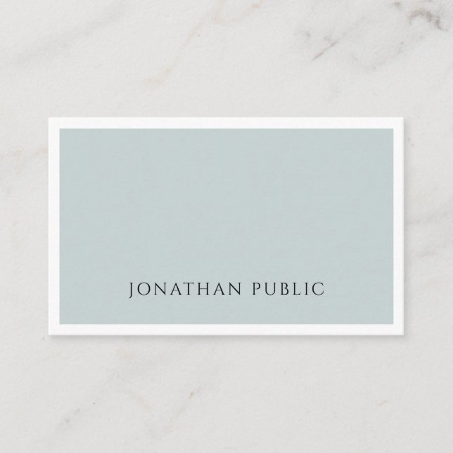 Carte De Visite Moderne Elégant Bleu Vert Simple Modèle Minimal (Devant)